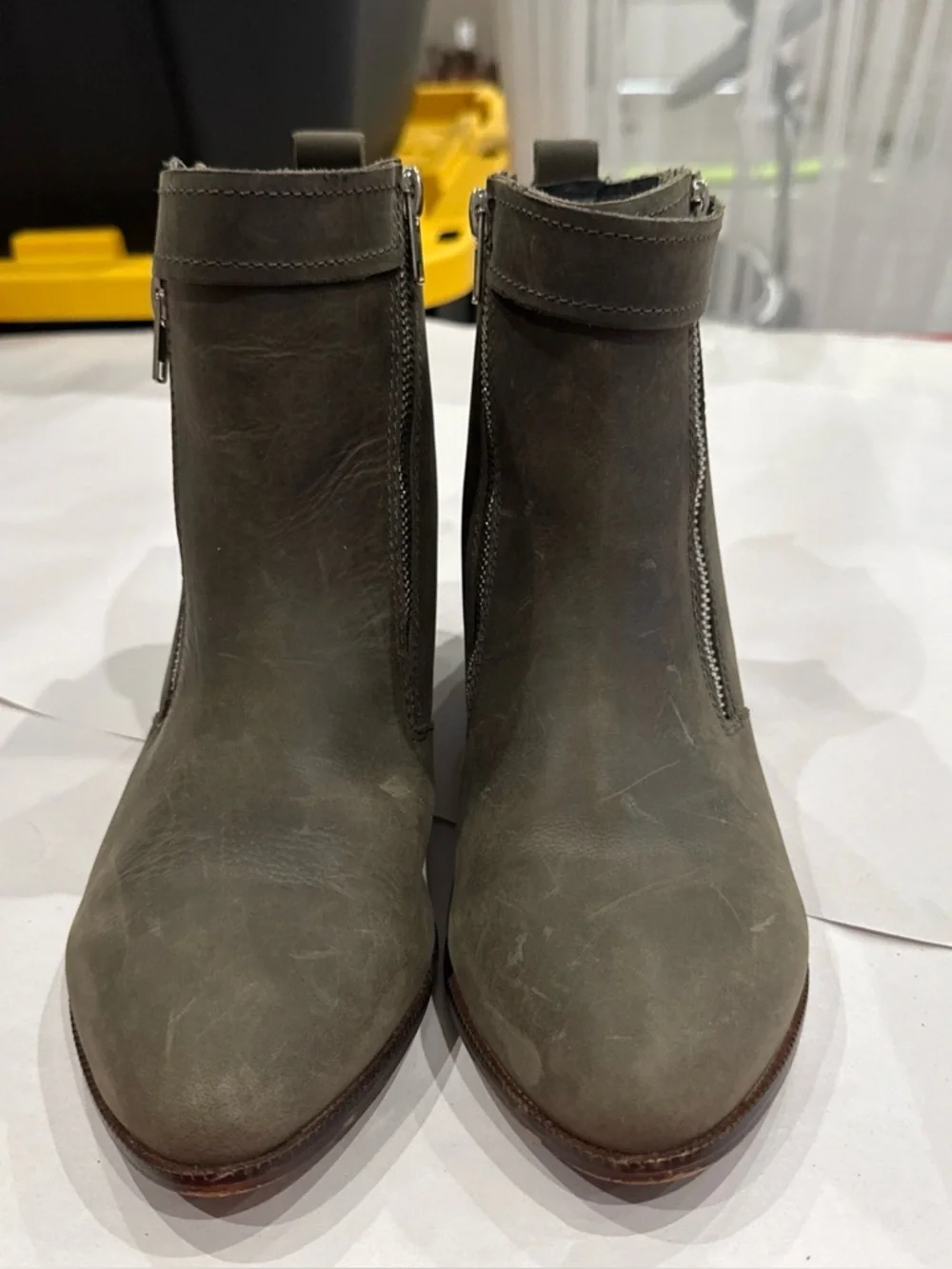 Women’s Olive Green/ brown  Side-Zip Ankle Boots